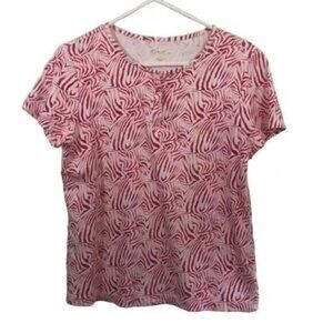 Red & White Zebra Print Short Sleeve Top L‎ By kim Rogers